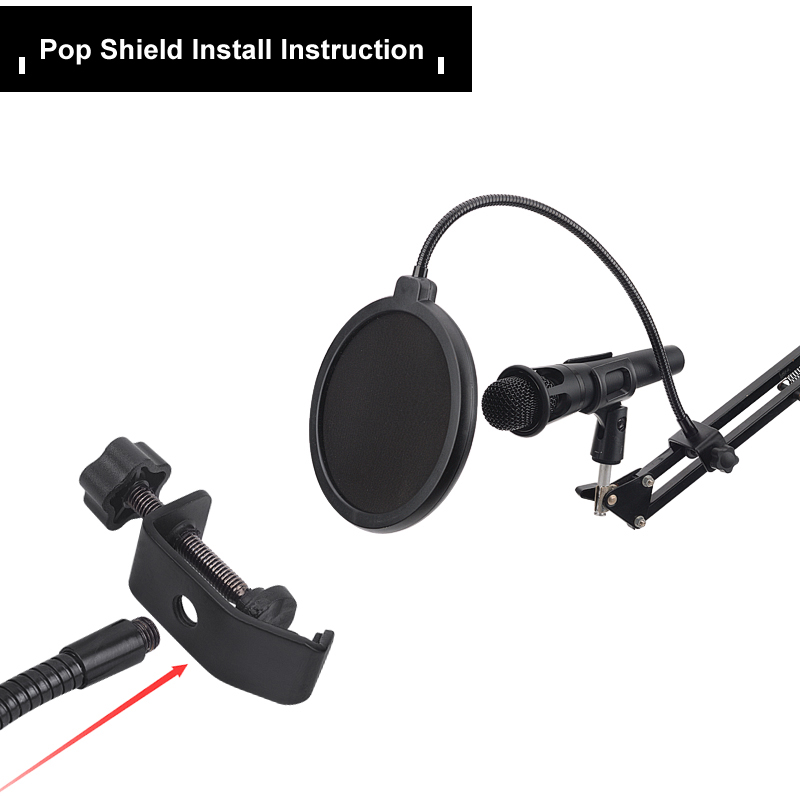 Bộ lọc POP Tiwa để ghi âm micrô Hai lớp micrô linh hoạt Mặt nạ màn hình gió Mic Shield Filter Shield
